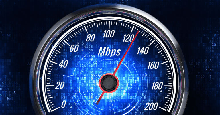 A stylized image of a speedometer