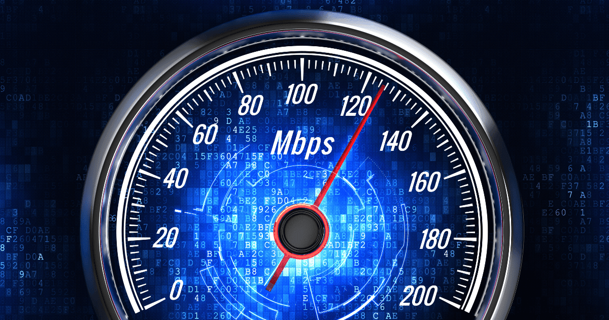 A stylized image of a speedometer